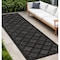 Homeroots 16' Charcoal And Black Trellis Indoor Outdoor Runner Rug 545221 - alternate 1