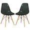 Leisuremod Dover Plastic Dining Side Chair with Wooden Legs, Transparent Black, 2PK EP19TBL2 - alternate 1