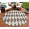 Homeroots 8' Brown Round Geometric Washable Indoor Outdoor Area Rug 577021 - alternate 1
