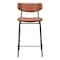 Homeroots Set of Two 30" Brown and Black Faux Leather and Steel Low Back Bar Height Bar Chairs, 2PK 555765 - alternate 6