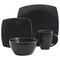 Gibson Soho Lounge 16 Piece Soft Square Stoneware Dinnerware Set in Matte Black 94852.16 - alternate 7
