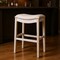 Homeroots 31" Bone and Antiqued White Fabric and Solid Wood Backless Bar Height Bar Chair 632362 - alternate 5