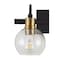 Jonathan Y Marais 14.5" 2-Light Iron/Glass Rustic Vintage LED Vanity Light, Black/Brass Gold JYL3527A - alternate 17
