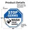 Signmission Stop Germs Wash Your Hands, 10 inch X 10 inch, Vinyl Decal, 2PK OC-D-2PACK-10-342 - alternate 4