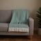 Homeroots 55" X 70" Sage And White Cotton Blend Lake House Embroidered Throw Blanket with Fringe 713573 - alternate 6