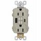 Legrand radiant GFCI Receptacle, 15 A, 125 V, 1-Gang, 2-USB Port, USB-A, USB-C USB, Nickel 1597TRUSBACNIC4 - alternate 1