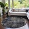 Homeroots 8' Charcoal Gray And Silver Round Abstract Washable Indoor Outdoor Area Rug 587892 - alternate 8