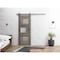 Vdomdoors Sturdy Barn Door 18 x 96in, Sete 6933 Nebraska Grey W/ Frosted Glass, SS 6.6FT Rail Hangers Heavy Set SETE6933BD-S-NEB-1896 - alternate 1