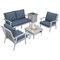 Leisuremod Walbrooke Modern White Patio Conversation With Square Fire Pit & Tank Holder, Navy Blue WW-27-20-57-31-NBU - alternate 1