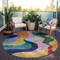 Homeroots 8' Green Orange And Pink Round Abstract Washable Indoor Outdoor Area Rug 604452 - alternate 9