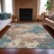 Homeroots 10' X 14' Coral And Teal Blue Abstract Washable Indoor Outdoor Area Rug 631974 - alternate 9
