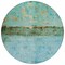 Homeroots 8' Teal Blue And Gold Round Abstract Washable Indoor Outdoor Area Rug 618633 - alternate 8