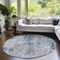 Homeroots 8' Denim Blue And Sky Blue Round Abstract Washable Indoor Outdoor Area Rug 587868 - alternate 9