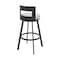 Armen Living Flynn 30in Swivel Bar Stool in Black Metal with Light Gray Faux Leather LCFLBABLKLGRY30 - alternate 7