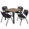 Regency Square Kee Breakroom Table W/ 4 M Stack Chairs, 36 in W, 36 in L, Noble Oak TB3636NOBPBK47BK - alternate 1