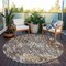 Homeroots 8' Brown Beige And Gray Round Abstract Washable Indoor Outdoor Area Rug 600278 - alternate 7