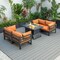 Leisuremod Chelsea 5-Piece Sectional Loveseat and Fireplace Set Black Aluminum with Orange Cushions CSFCBL-4OR - alternate 10