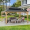 Sunjoy 12x16 ft. Wood Gazebo, Outdoor Patio Steel Hardtop Gazebo with 2-tier Metal Roof, Brown A102032660 - alternate 7