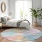 Homeroots 8' Teal Blue Gold And Pink Round Abstract Washable Indoor Outdoor Area Rug 618558 - alternate 8