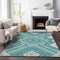 Homeroots 10' X 14' Teal Blue And Ivory Tribal Washable Indoor Outdoor Area Rug 598159 - alternate 9
