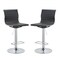 Homeroots Set of Two Black and Silver Faux Leather and Metal Low Back Adjustable Height Bar Chairs, 2PK 555042 - alternate 1