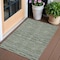 Homeroots 3' X 5' Olive Green And Gray Striped Washable Indoor Outdoor Area Rug 587914 - alternate 1