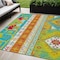 Homeroots 5' X 8' Teal Blue Green And Pink Aztec Washable Indoor Outdoor Area Rug 598521 - alternate 1