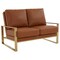 Leisuremod Jefferson Leather Loveseat with Gold Frame, Cognac Tan JAG53BR-L - alternate 1