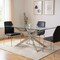 Homeroots 72" Clear and Silver Glass and Metal Cross Leg Base Dining Table 555141 - alternate 4