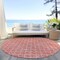 Homeroots 8' Salmon And Ivory Round Geometric Washable Indoor Outdoor Area Rug 596203 - alternate 8