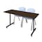 Regency Kobe T-Base Training Seminar Table W/ 2 M Stack Chairs, 66 in W, 24 in L, Neo Walnut MKTRCT6624NW47GY - alternate 1
