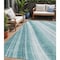 Homeroots 5' X 8' Teal Blue Turquoise And Aqua Striped Washable Indoor Outdoor Area Rug 615014 - alternate 1