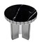 Homeroots 20" Black and Silver Mirrored Marble and Glass Round End Table 569207 - alternate 1