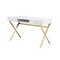 Homeroots 47" White and Gold Wood and Metal Computer Desk With Two Drawers 554208 - alternate 1
