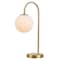 Jonathan Y Arco 18.25" Minimalist Mid-Century Arched Metal/Glass LED Table Lamp w/Frosted Globe Shade, Brass Gol JYL6010B - alternate 1