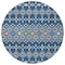 Homeroots 8' Navy Blue Ivory And Peach Round Geometric Washable Indoor Outdoor Area Rug 612204 - alternate 8