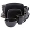 Gibson Soho Lounge 16 Piece Soft Square Stoneware Dinnerware Set in Matte Black 94852.16 - alternate 1