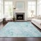 Homeroots 9' X 12' Aqua Teal Blue And Ivory Floral Washable Indoor Outdoor Area Rug 583098 - alternate 9
