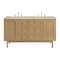 James Martin Vanities Laurent 60" Double Vanity, Light Natural Oak, w/ 3 CM Tajnar Eclos Top w/FreePower Wireless Charger 545-V60D-LNO-FTJR - alternate 1