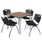 Regency Square Kee Breakroom Table W/ 4 M Stack Chairs, 42 in W, 42 in L, Noble Oak TB4242NOBPCM47BK - alternate 1