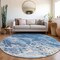 Homeroots 8' Navy Blue And Ivory Round Abstract Washable Indoor Outdoor Area Rug 618306 - alternate 8