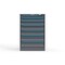 Strong Hold 7 drawer cabinet - (1x 2ft, 1x 3ft, 1x 4ft, 2x 5ft, 2x 6ft) - Blue accents - Electronic Lock S3044-PPRAS-0701FS - alternate 1