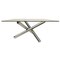 Homeroots 60" Clear and Silver Glass and Metal Cross Leg Base Square Dining Table 555142 - alternate 1