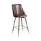 Homeroots Set of Two 26" Brown and Black and Gold Faux Leather and Metal Counter Height Swivel Bar Chairs 568249 - alternate 9
