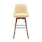 Homeroots 30" Cream and Wood Brown Faux Leather with Solid Wood Swivel Bar Height Bar Chair 534484 - alternate 9