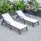Leisuremod Marlin Patio Chaise Lounge Chair with Armrests in Black Aluminum Frame, White, 2PK MLABL-77W2 - alternate 10