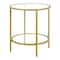 Homeroots 22" Brass And Clear Glass And Steel Round End Table With Shelf 544217 - alternate 9