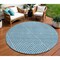 Homeroots 8' Teal Blue And Ivory Round Geometric Washable Indoor Outdoor Area Rug 612144 - alternate 1