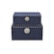 Homeroots Set of Two Navy Blue Wood Fabric And Metal Box With Lid, 2PK 489387 - alternate 7