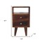 Homeroots 20" Walnut Solid Wood Square Two Drawer Nightstand 651544 - alternate 18